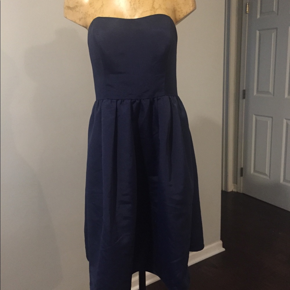 Navy Strapless Blue Dress